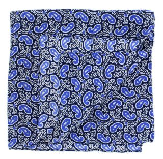 Blue Small Paisley Silk Pocket Square