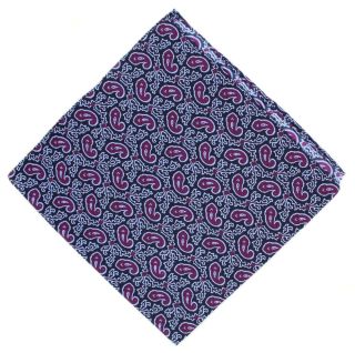 Purple Small Paisley Silk Pocket Square