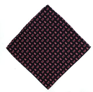 Black Small Pine Silk Pocket Square