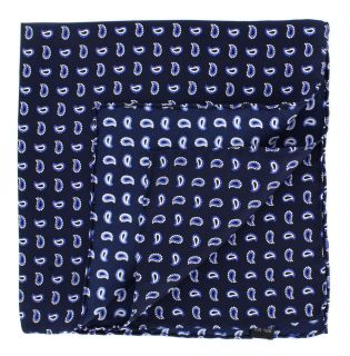 Blue Small Pine Silk Pocket Square