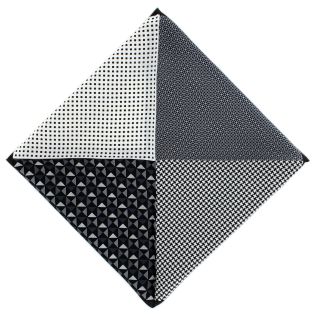 Black 4 Pattern Silk Pocket Square