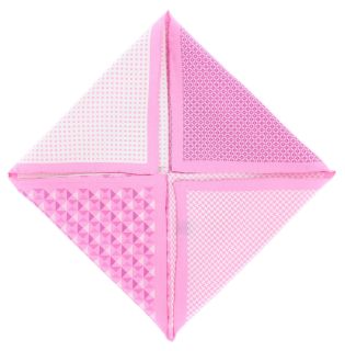 Pink 4 Pattern Silk Pocket Square