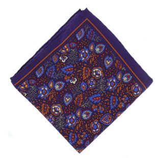 Purple Garden Floral Silk Pocket Square