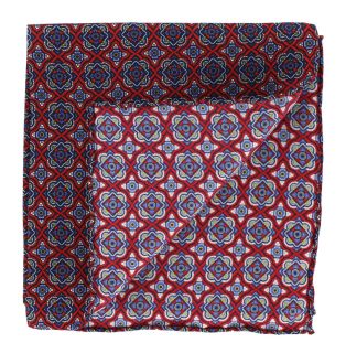 Red Bold Medallion Silk Pocket Square