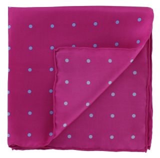 Pink with Light Blue Spots Silk Pocket Square