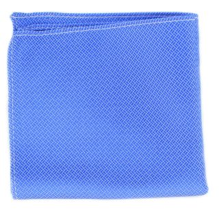 Blue Basket Weave Silk Pocket Square