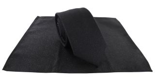 Black with Silver Lurex Sparkle Skinny Tie & Pocket Square Set 