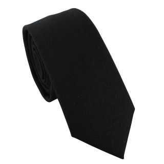 Black with Silver Lurex Sparkle Skinny Tie & Pocket Square Set 