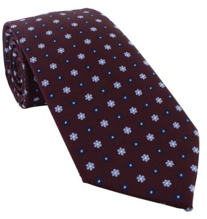 Wine Small Flower Tie & Pocket Square Set