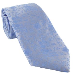 Light Blue Delicate Floral Wedding Tie & Pocket Square Set