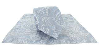 Silver Paisley Tie & Pocket Square Set