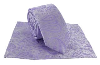 Boys Lilac Tonal Paisley Tie & Pocket Square Set